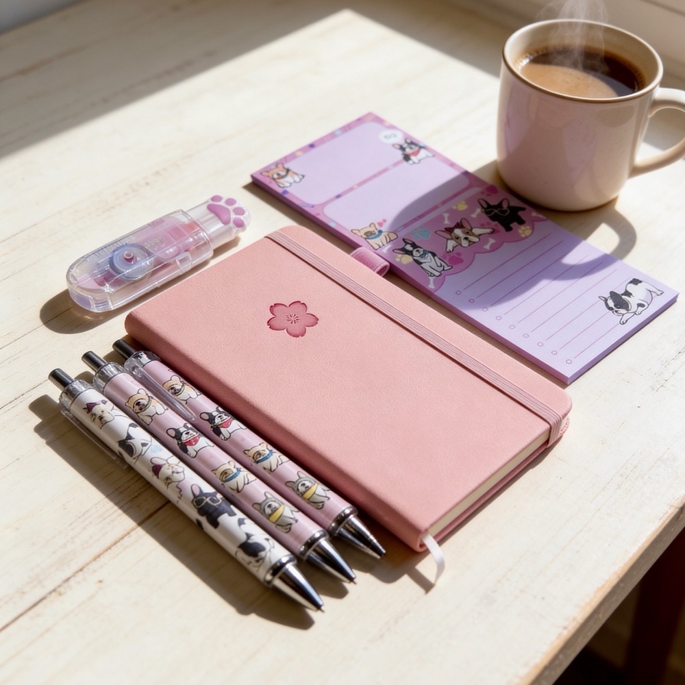 Dog theme Bookish Notebook Bundle with Dog theme pens in Pink - Picture 2 of 8